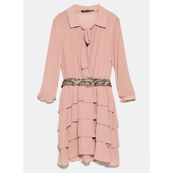 LAST 1!🔥ZARA BELTED DOTTED MESH DRESS - Picture 16 of 16